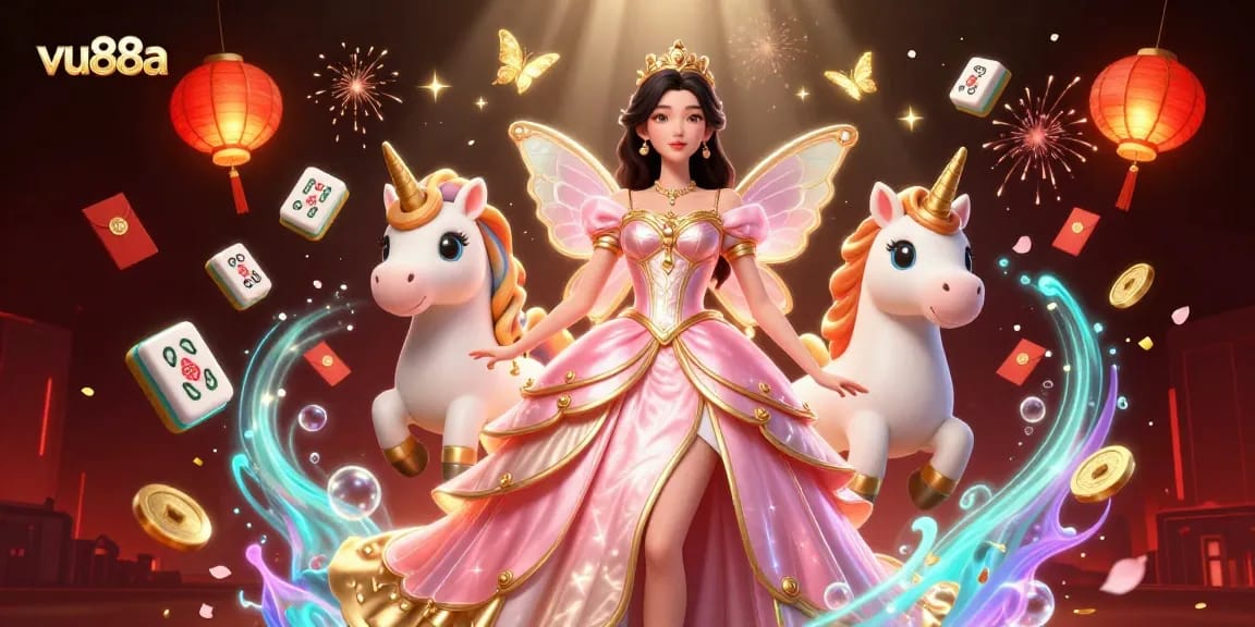Engage winning strategies at vu88a with an enchanting casino-inspired illustration featuring vibrant game elements.