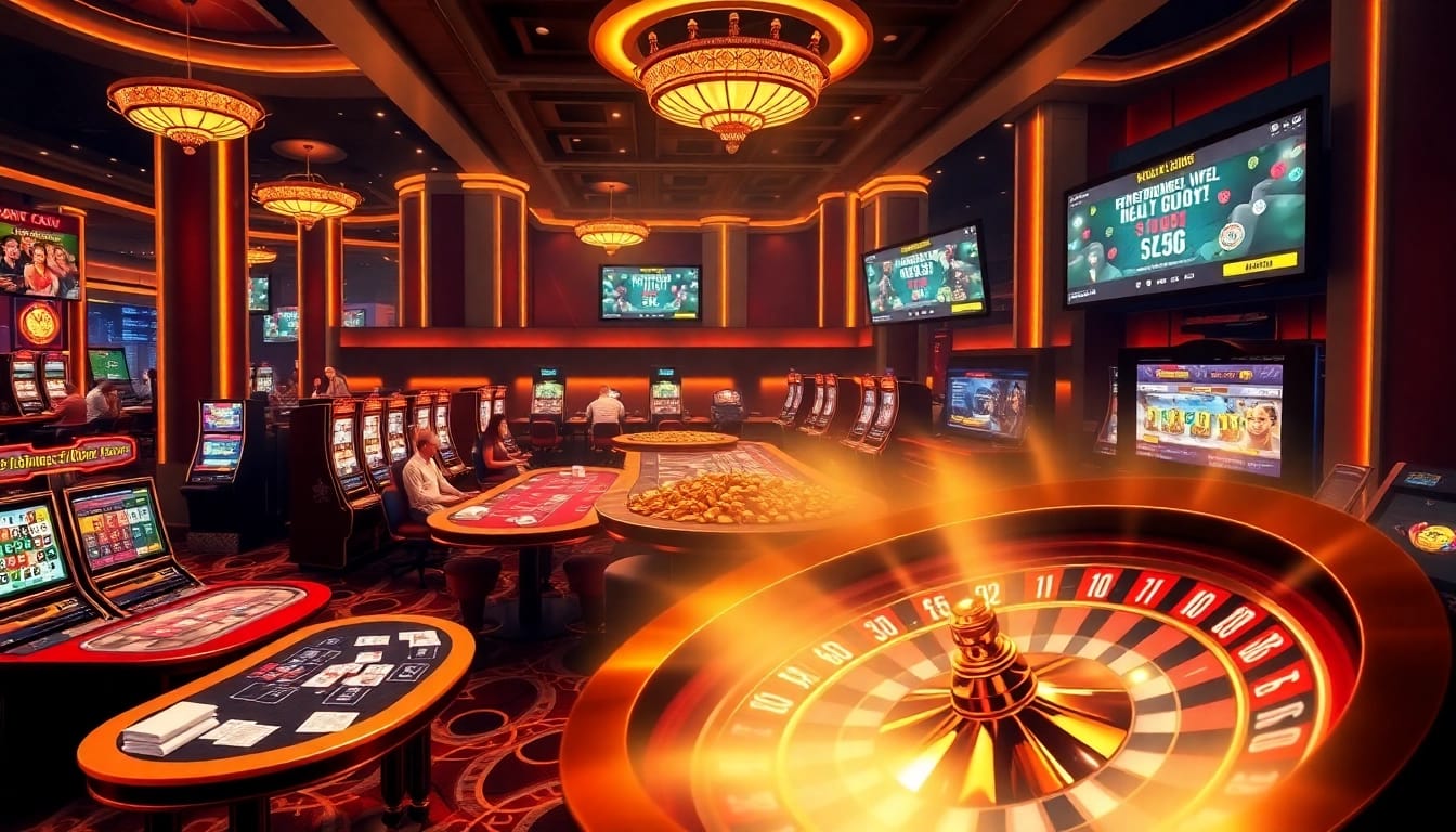 Engaging gamblers at 789win.com with luxury casino tables, vibrant slot machines, and live betting excitement.