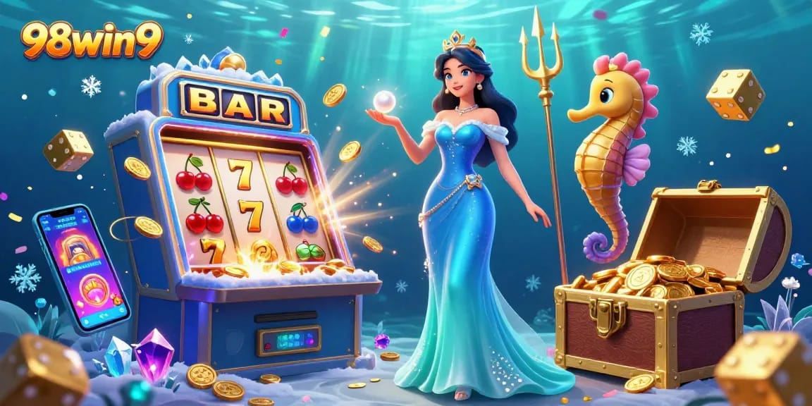 Win big at 98win9 with an enchanting underwater casino scene filled with exciting games and treasures.