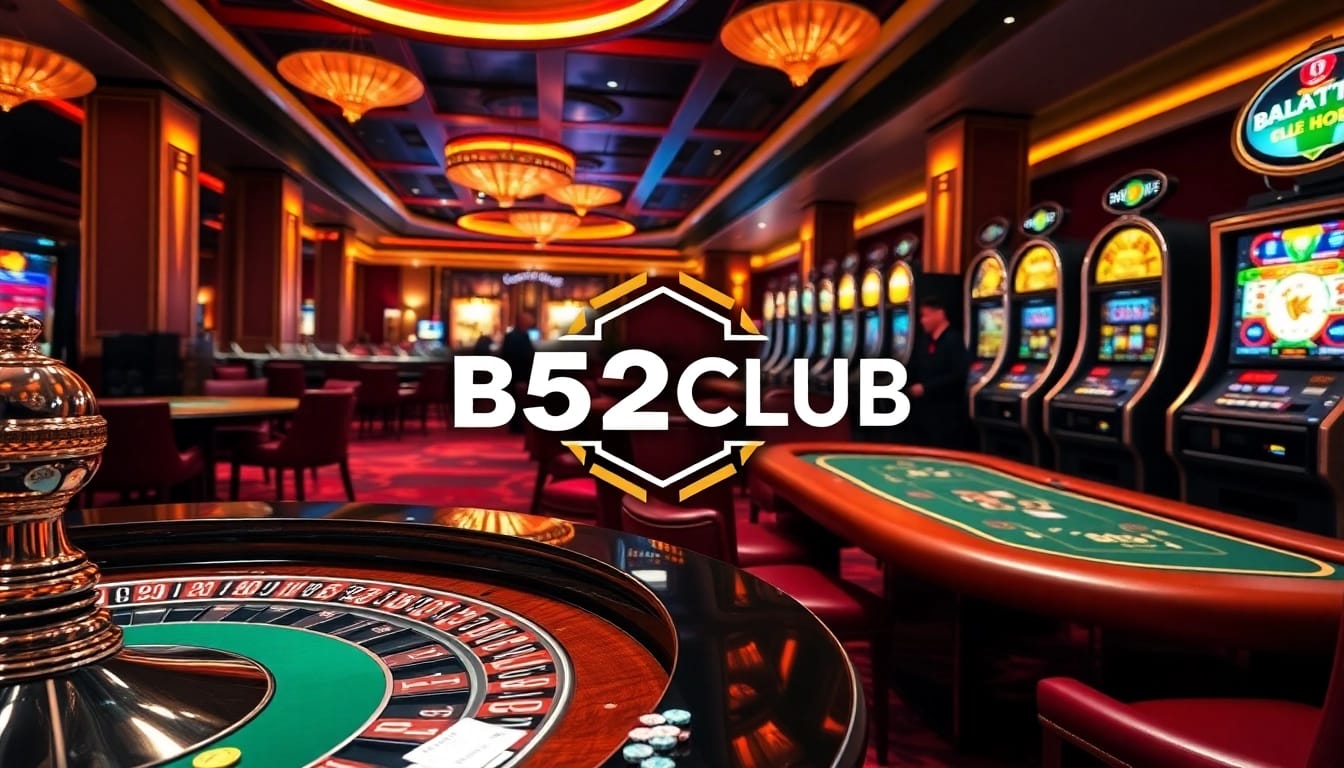 Experience the thrill of B52CLUB with players engaging in exciting casino games amidst a vibrant atmosphere.