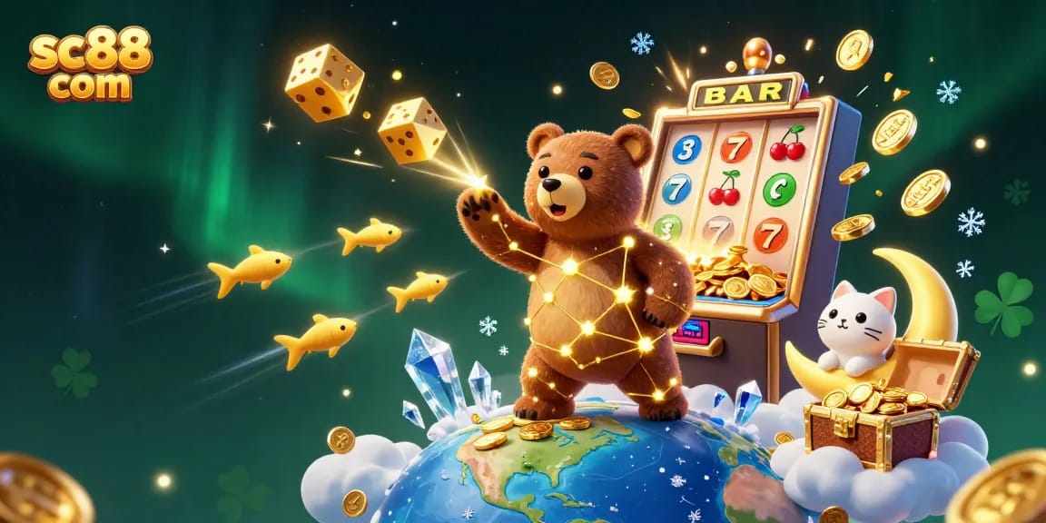 Experience the excitement at sc88 com with a vibrant 3D animated casino scene filled with rich details.