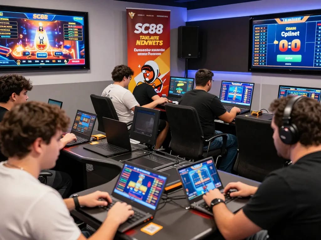 Exciting online gaming environment on https://sc88e.com/ with players engaged in diverse betting activities, showcasing vibrant graphics and modern technology.