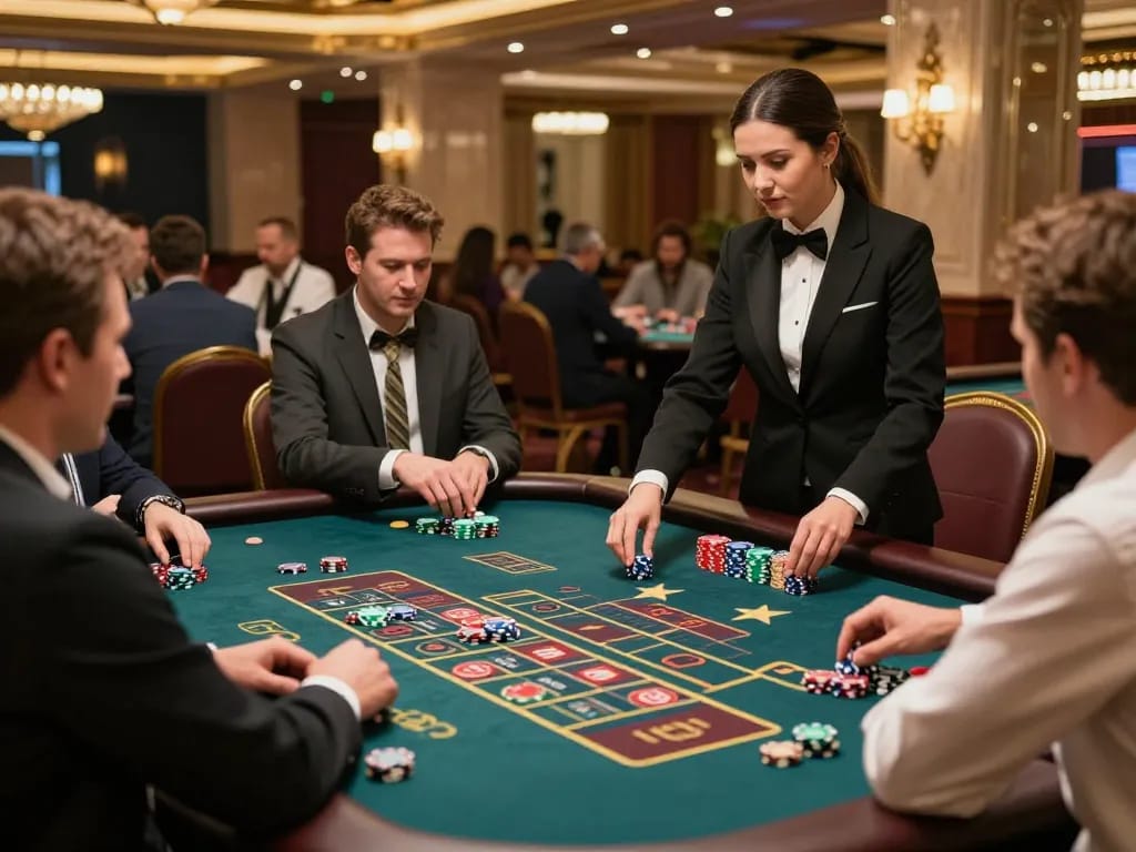 Players at https://tg88.cash/ enjoying an engaging live dealer roulette game, showcasing excitement and strategy in a luxurious casino.