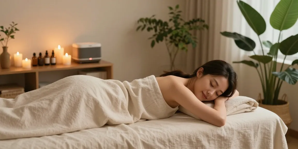 Relaxing 노원출장마사지 scene with soft lighting and calming atmosphere.