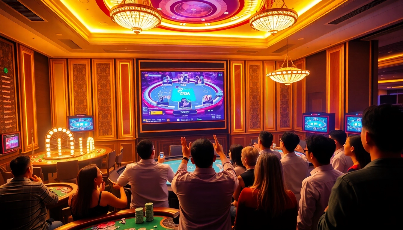 Experience the captivating action of đá gà trực tiếp in a lively casino atmosphere.