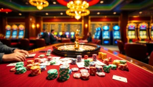 Experience the thrill of gameplay at UU88 Casino with vibrant poker chips and engaging players.