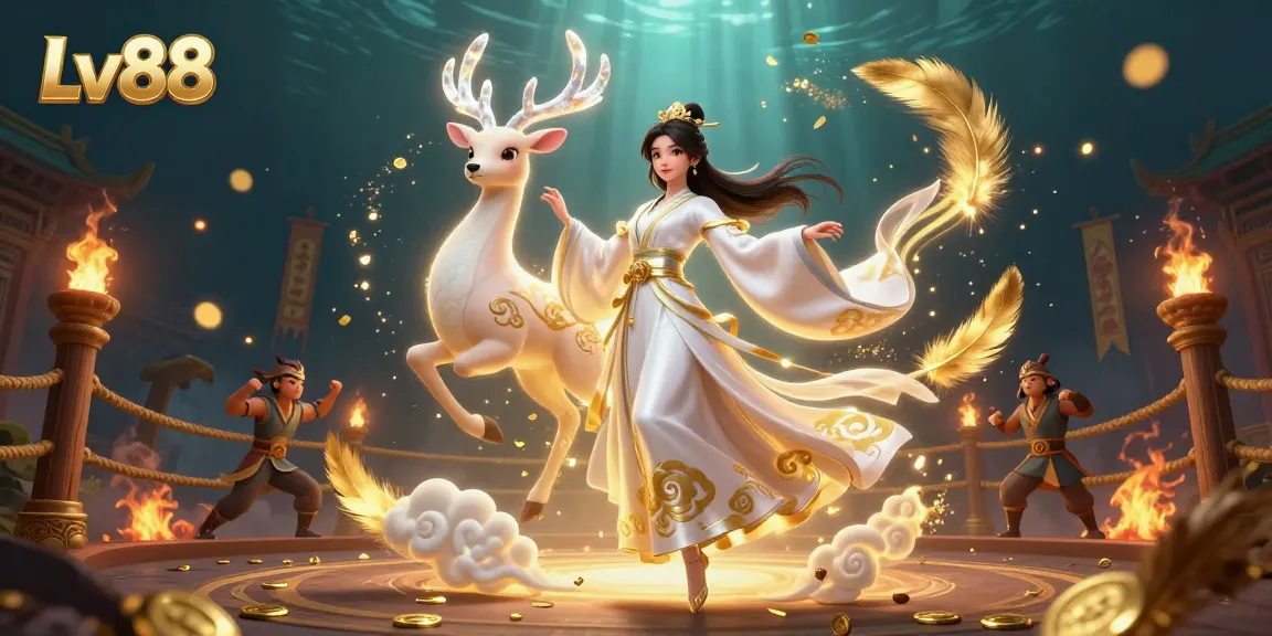 Experience the thrill of gambling with Lv88 in a vibrant 3D casino illustration showcasing traditional elements.
