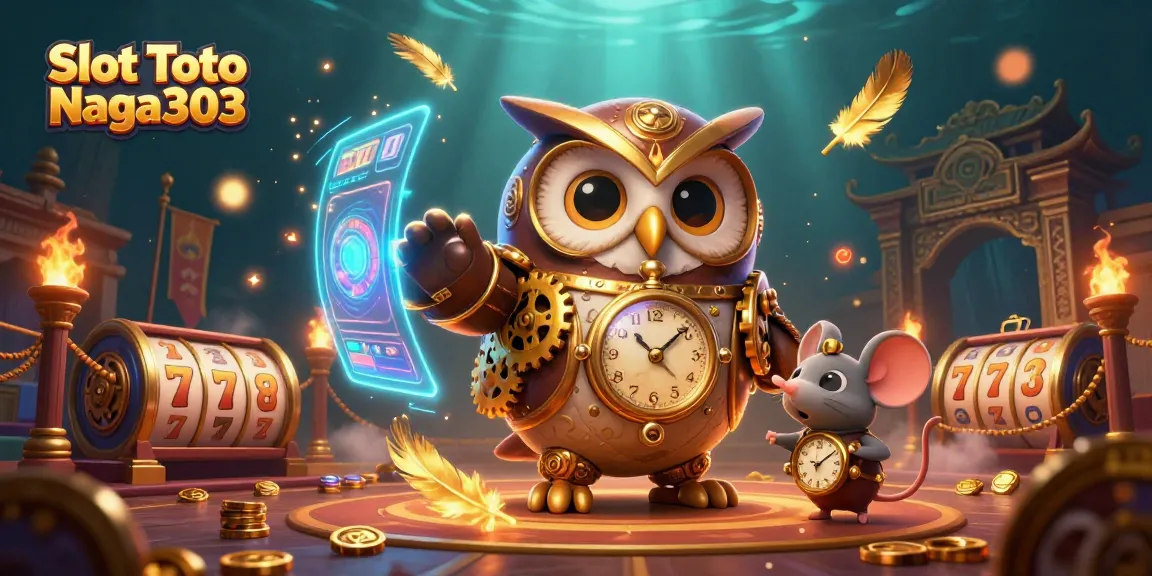 Experience exciting wins with Slot Toto Naga303 in a vibrant 3D casino world illustration.