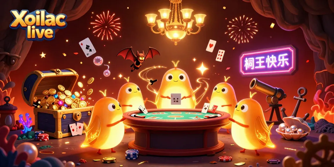 Xoilac live offers a vibrant live casino experience with glowing characters and dynamic gaming elements.